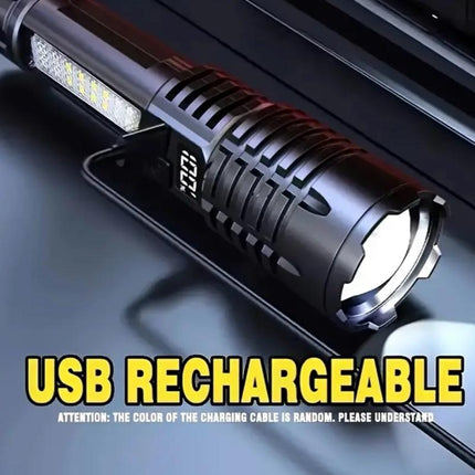 Rechargeable LED Flashlight W/ 5 Modes & Digital Display - Great Camping Accessory!