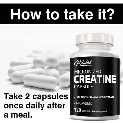 Micronized Creatine - Enhance Muscle Endurance and Improve Athletic Performance - 120 Capsules