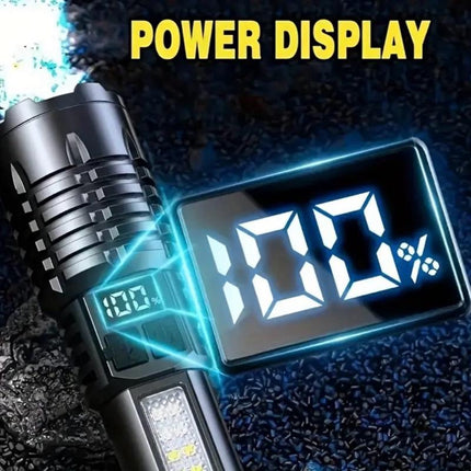 Rechargeable LED Flashlight W/ 5 Modes & Digital Display - Great Camping Accessory!